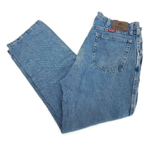 Wrangler Mens Slim Straight Jeans Blue Light Wash Cotton Denim 38 X 30 - Picture 1 of 8